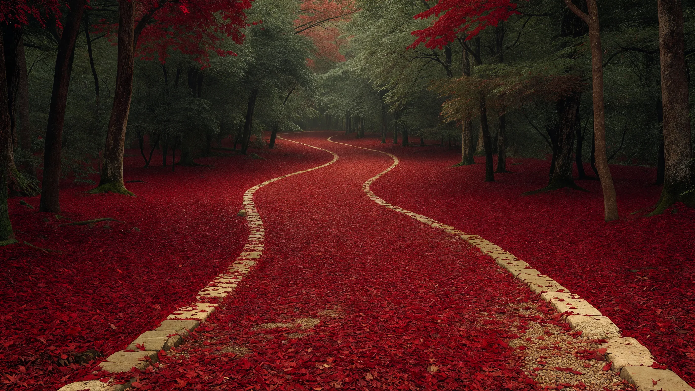 石畳の紅葉